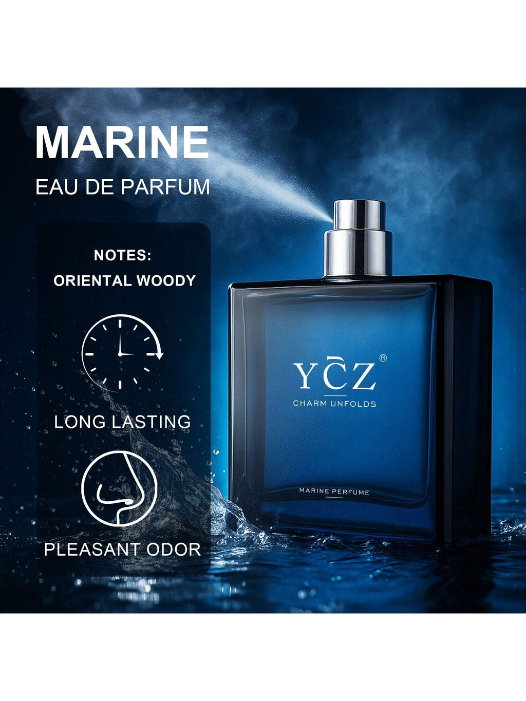 YCZ Midnight Ocean Men's Perfume - 1.7 Fl Oz | Captivating Fragrance with Citrus and Warm Notes | Ideal Gift for Gentlemen on Special Occasions
