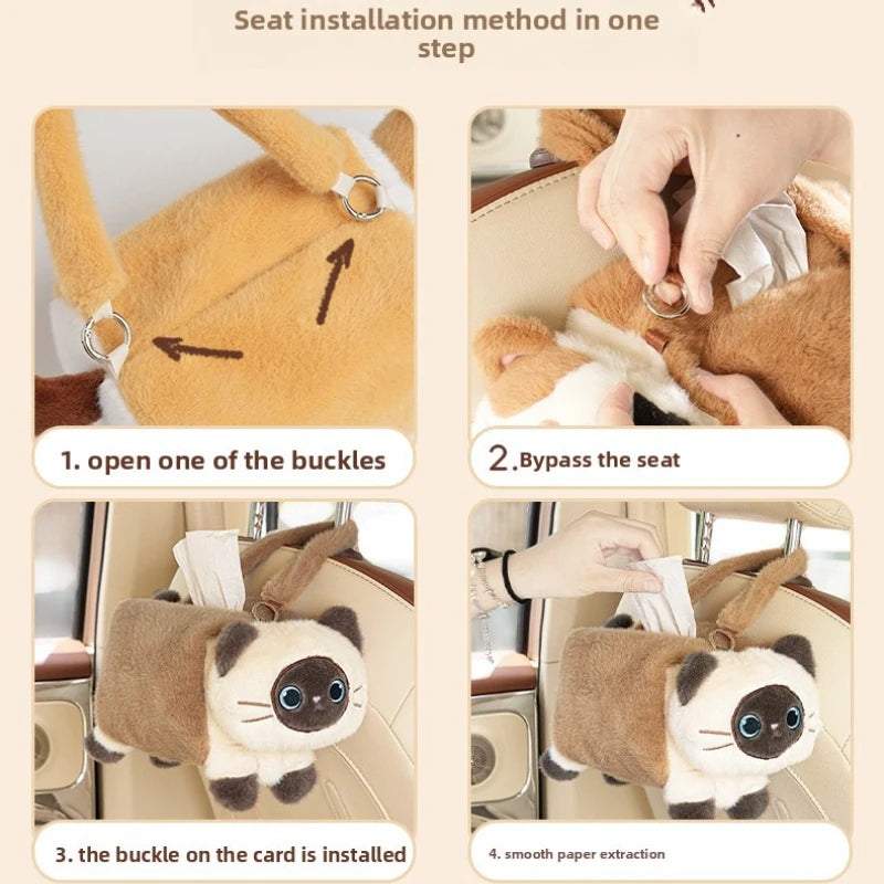 Car Cartoon Cat Tissue Box