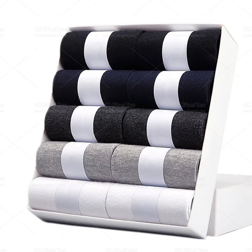 5/10 Pairs Men'S Cotton Blend Socks Black Business Men Socks Soft Breathable Summer Winter for Male Socks plus Size (6.5-14)