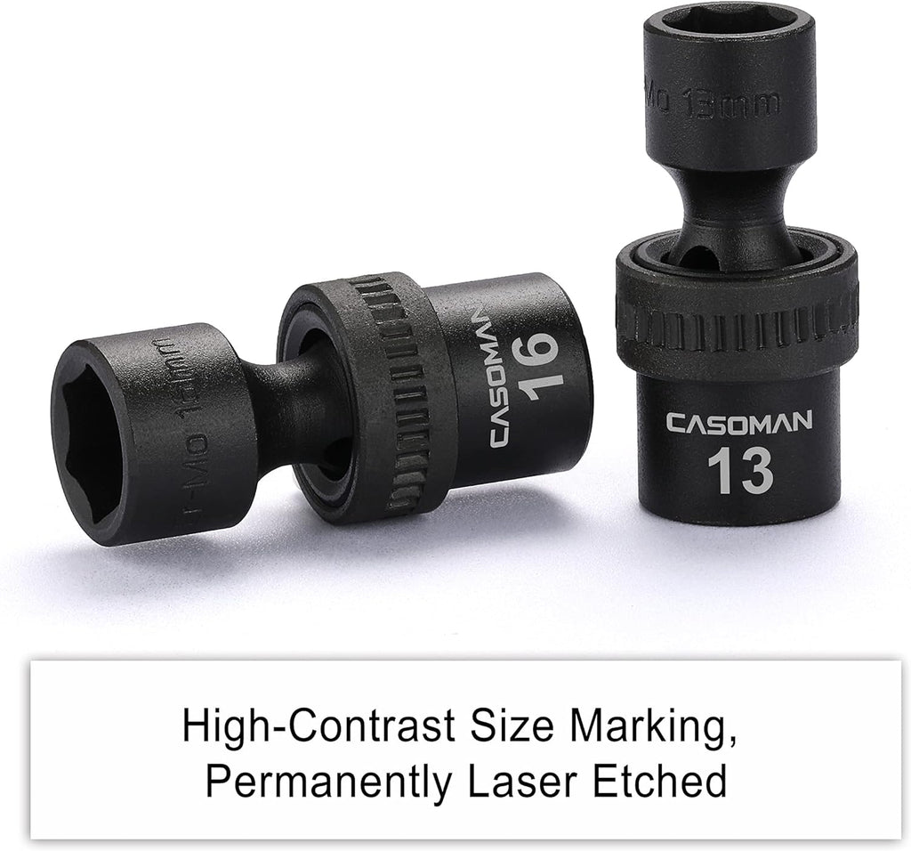 15 PCS 3/8" Drive Standard Universal Impact Socket Set, 6-Point, Metric, 8Mm - 22Mm