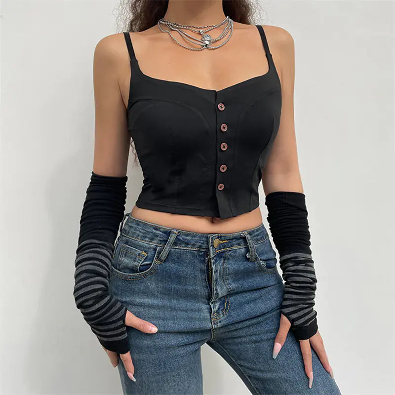Y2K Vintage Spaghetti Strap Mini Vest Top